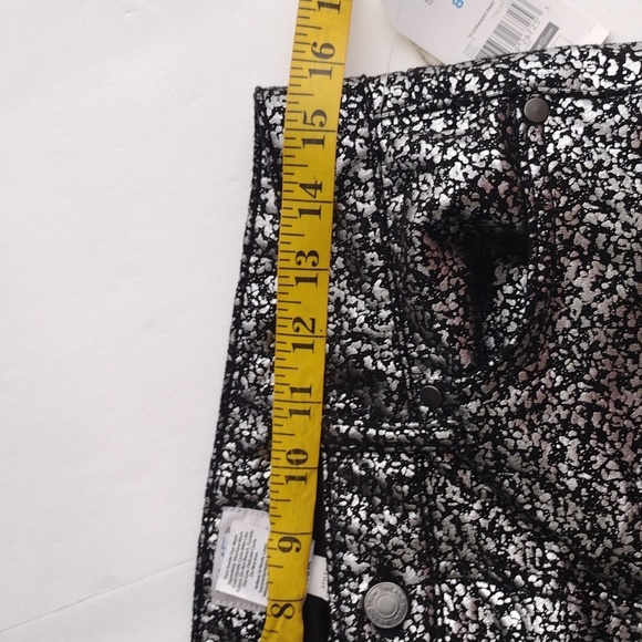 Time and Tru Pants Women's 8 Black Silver Metallic Cargo Mid Rise Stretch - Picture 6 of 7